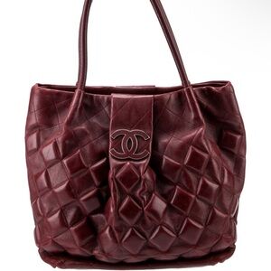 CHANEL Deep Red Quilted Tote